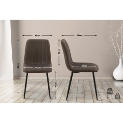 Lot de 4 chaises Dijon tissu brun