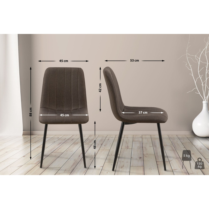 Lot de 4 chaises Dijon tissu brun