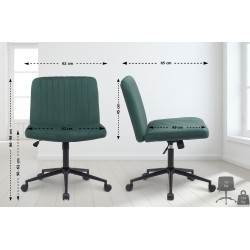 Fauteuil de bureau Kingman, velours, vert