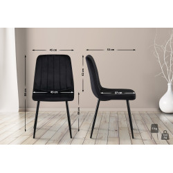 Suite de 4 chaises Dijon en velours noir