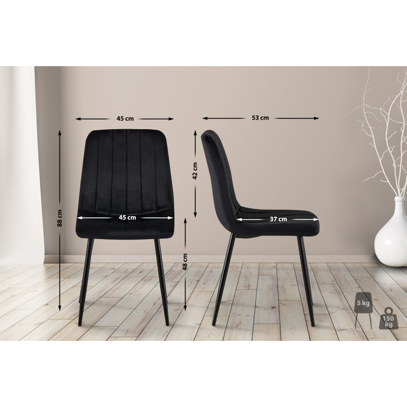 Suite de 4 chaises Dijon en velours noir