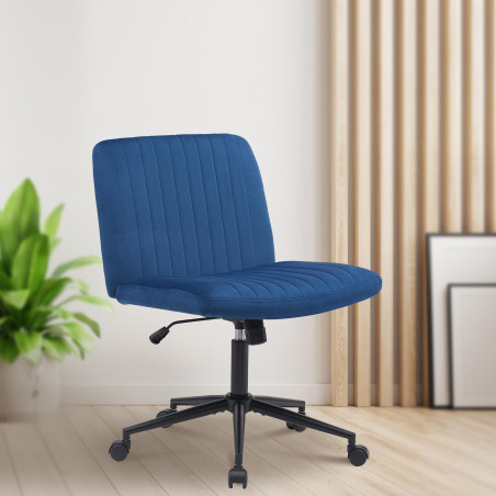 Fauteuil de bureau Kingman en velours bleu