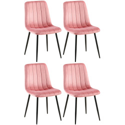Suite de 4 chaises Dijon en velours rose