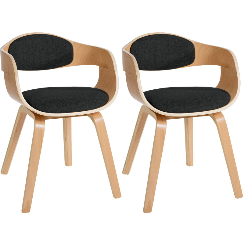 Lot de 2 chaises Kingston tissu naturel/noir