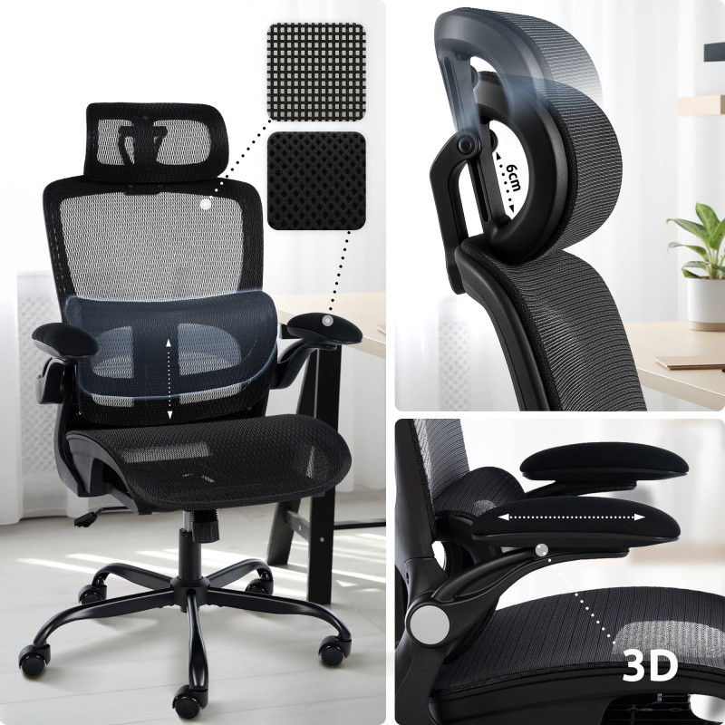 Chaise de bureau Kaylee, noire