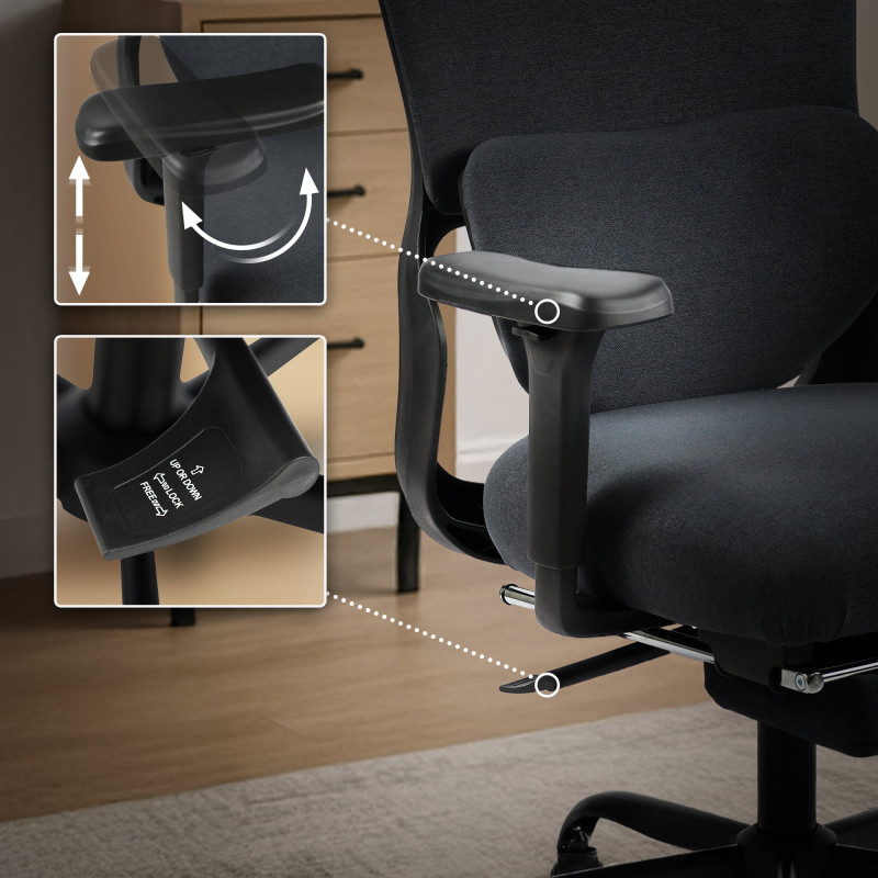 Fauteuil de bureau Leesburg noir/noir