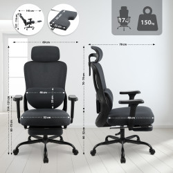 Fauteuil de bureau Leesburg noir/noir