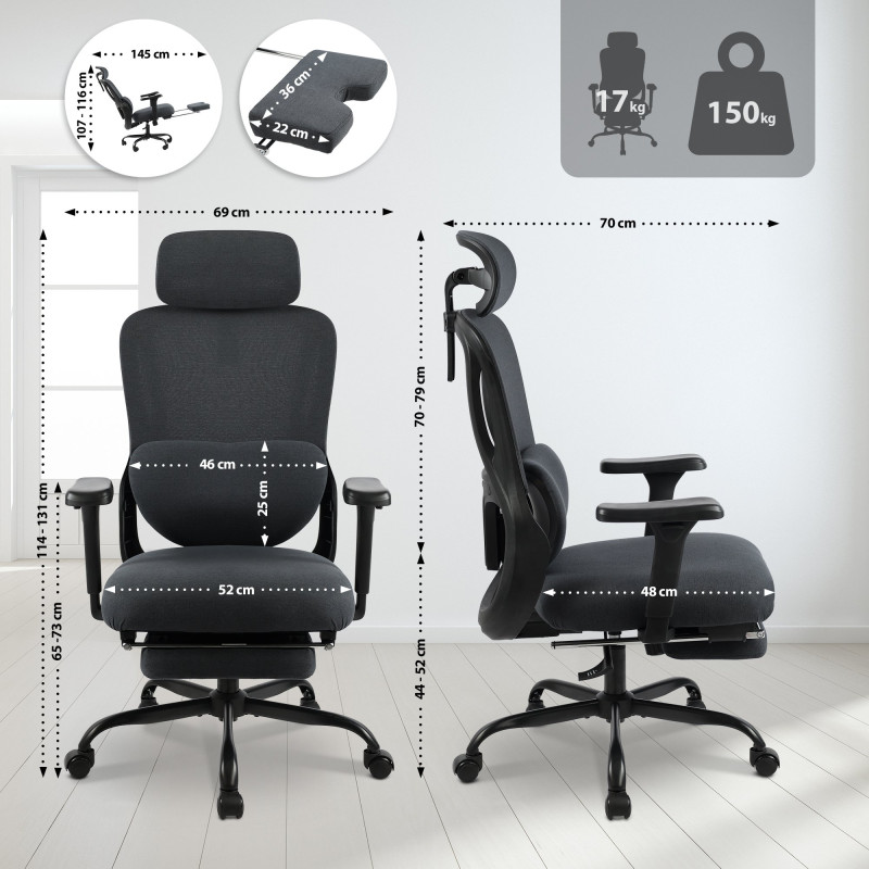 Chaise de bureau Leesburg noire/noire