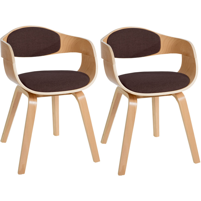 Lot de 2 chaises Kingston tissu naturel/marron