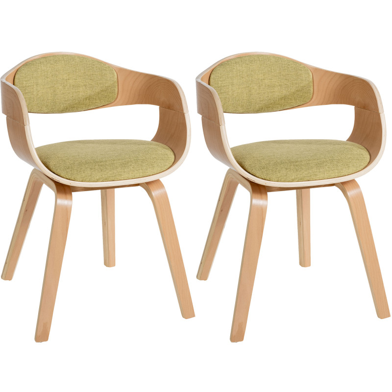 Lot de 2 chaises Kingston tissu nature/vert clair