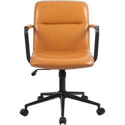 Fauteuil de bureau Hilda, cuir véritable, marron