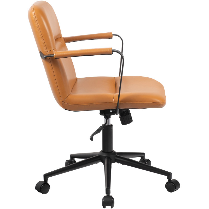 Fauteuil de bureau Hilda, cuir véritable, marron