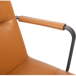 Fauteuil de bureau Hilda, cuir véritable, marron