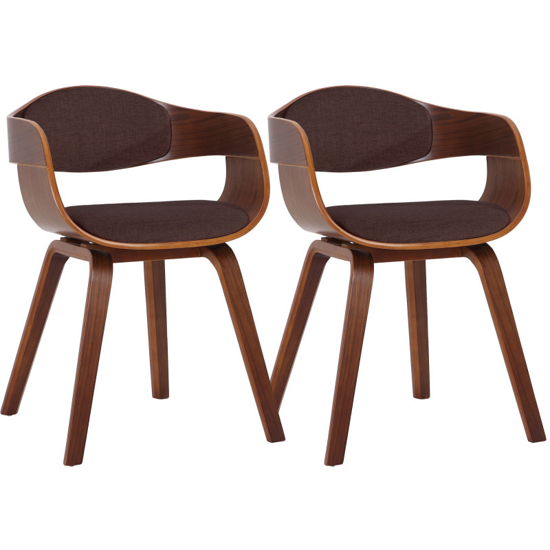 Lot de 2 chaises Kingston tissu noyer/marron