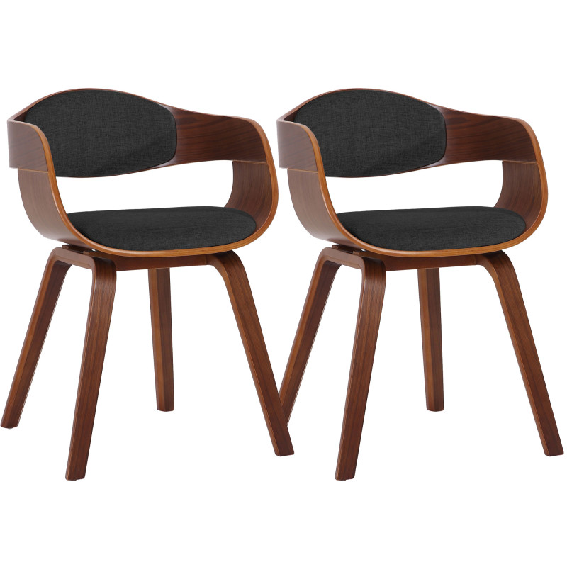 Lot de 2 chaises Kingston tissu noyer/gris foncé