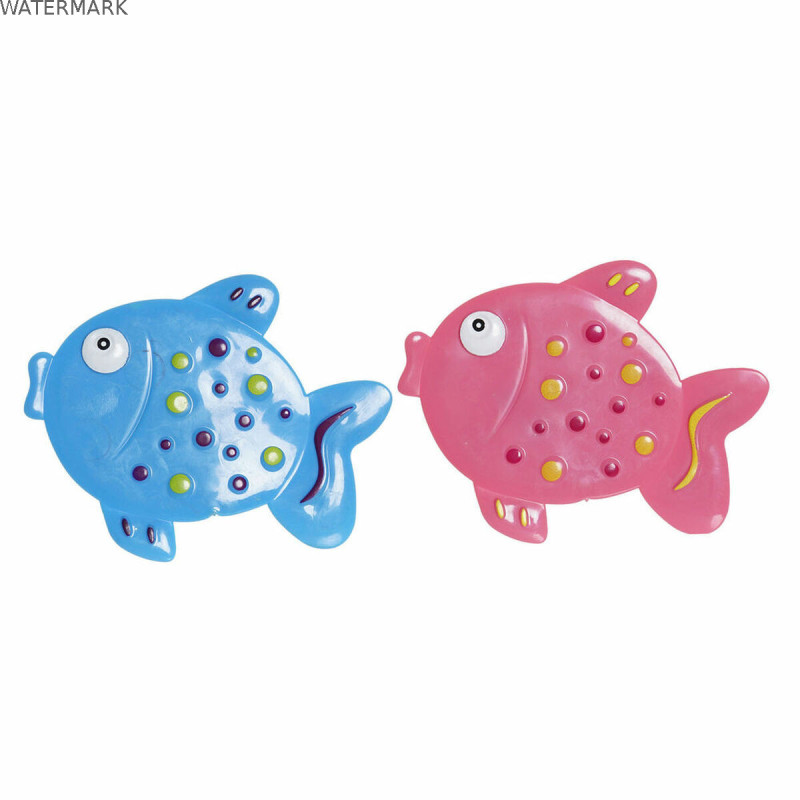 Tapis de bain DKD Home Decor 13 x 1 x 10,5 cm Bleu Rose Enfant PVC Poisson (2 Unités)