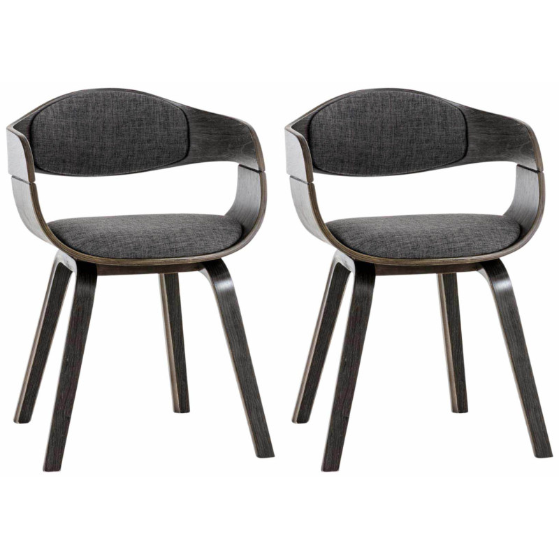 Lot de 2 chaises Kingston tissu gris/gris clair