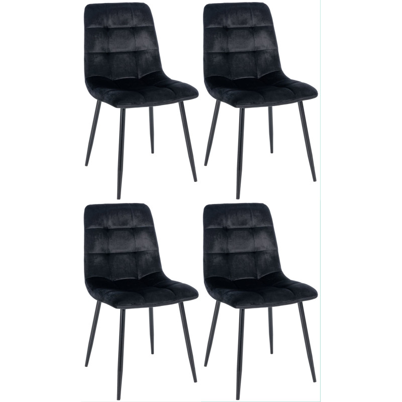 Lot de 4 chaises de salle à manger Antibes noir