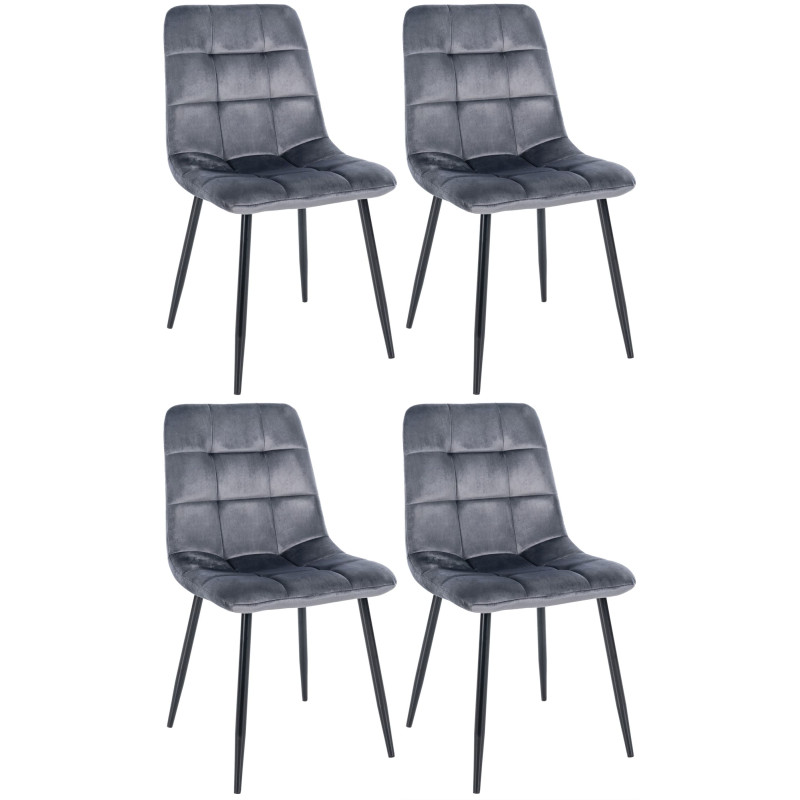 Lot de 4 chaises de salle à manger Antibes gris foncé