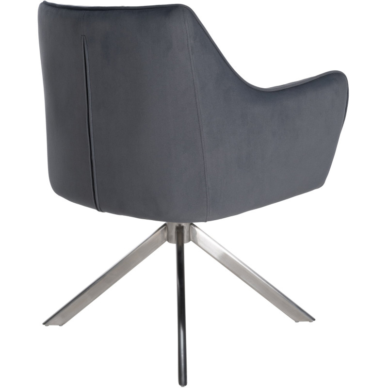Chaise de salle à manger Swing velours acier inoxydable gris foncé