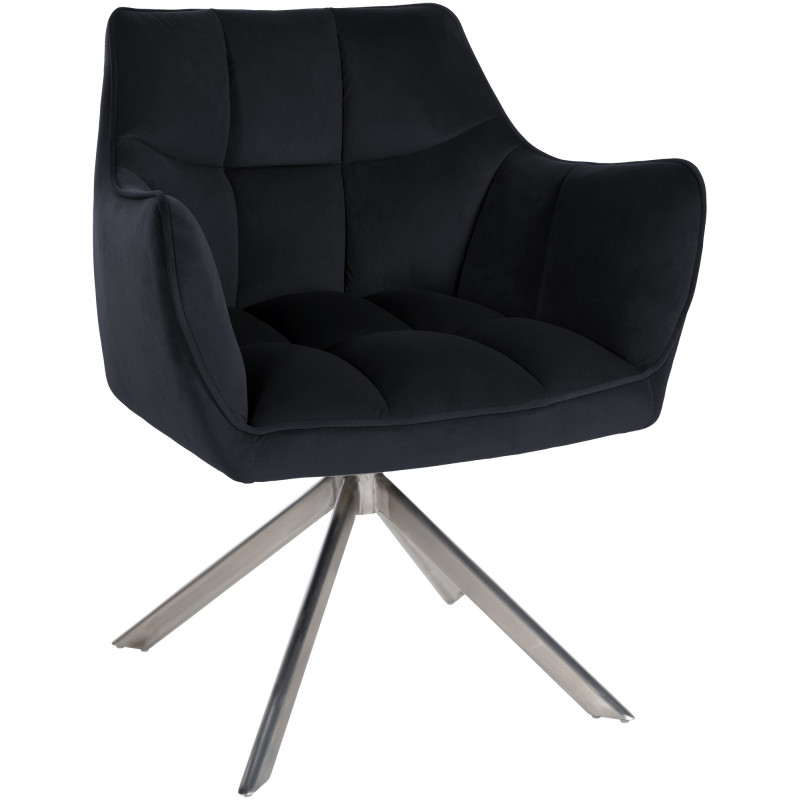 Chaise de salle à manger Swing velours acier inoxydable noir