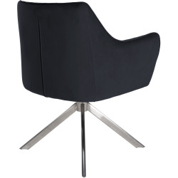 Chaise de salle à manger Swing velours acier inoxydable noir