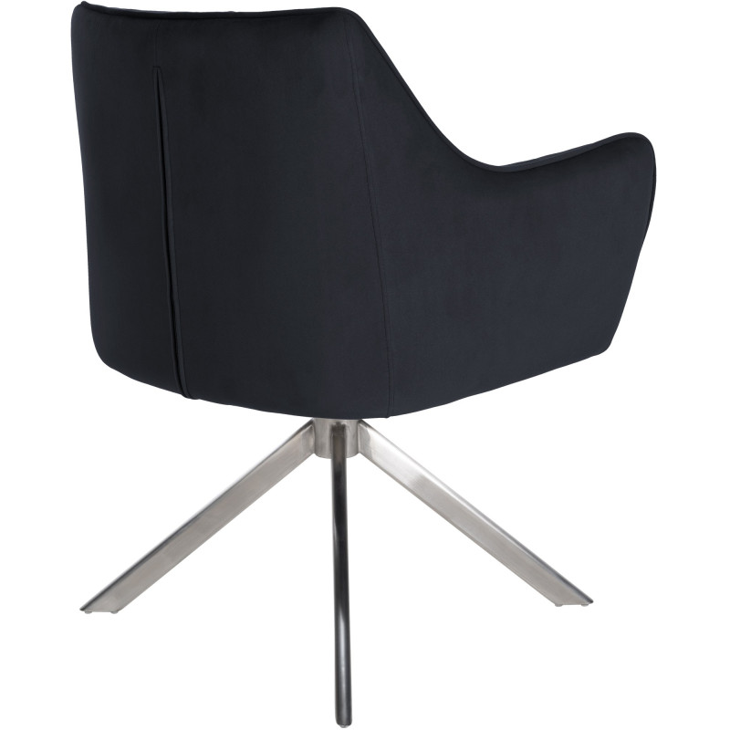 Chaise de salle à manger Swing velours acier inoxydable noir