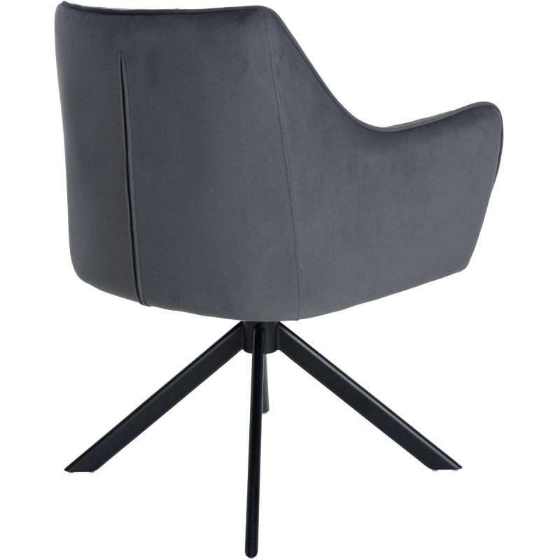 Chaise de salle à manger Swing velours noir gris foncé