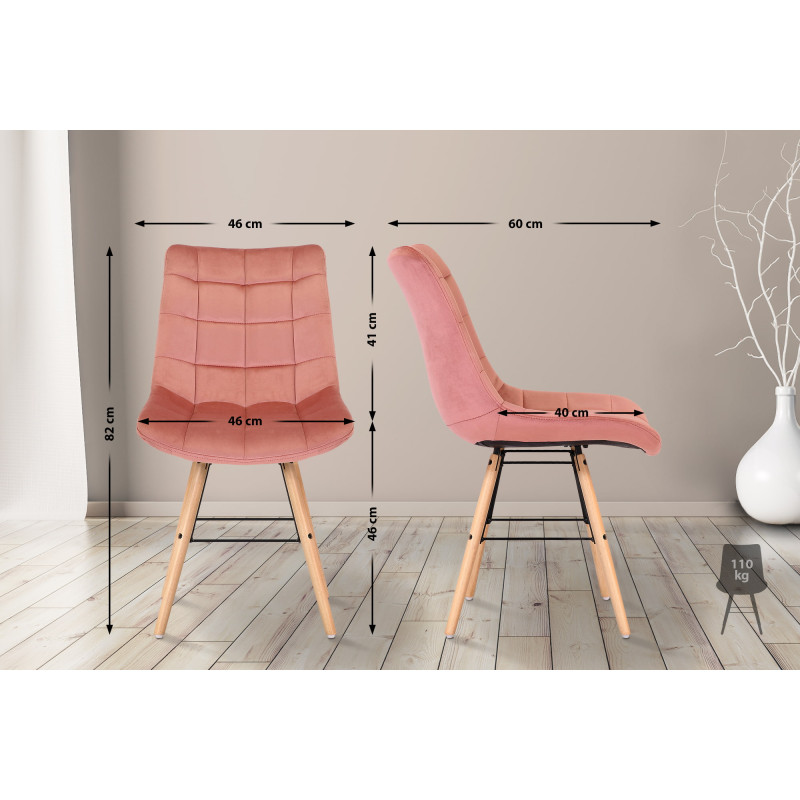 Chaise Leni velours rose