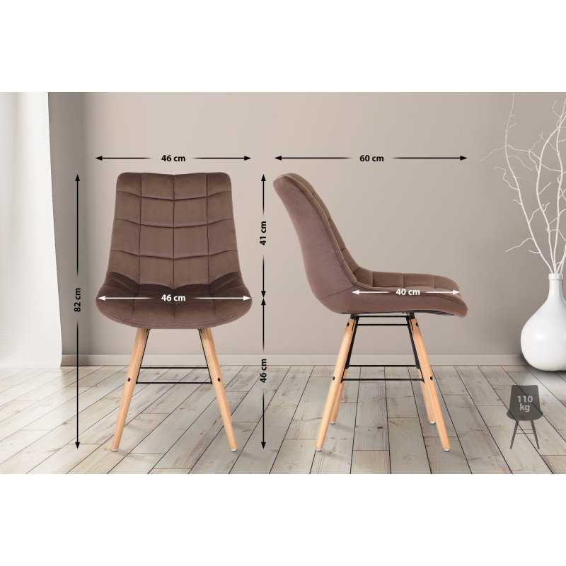 Chaise Leni velours brun