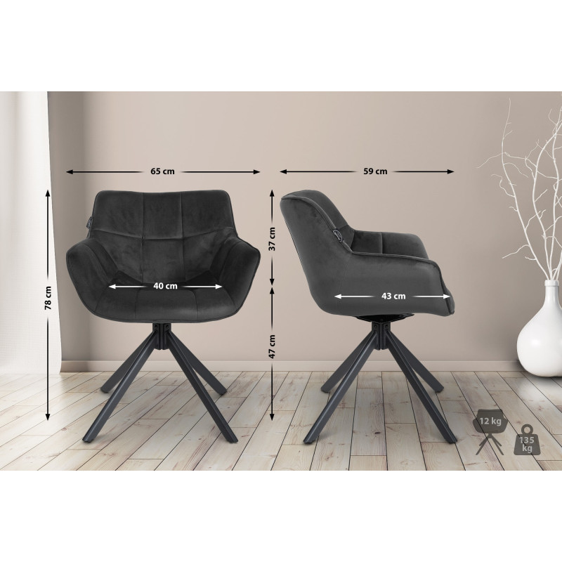 Chaise en velours Westport gris foncé