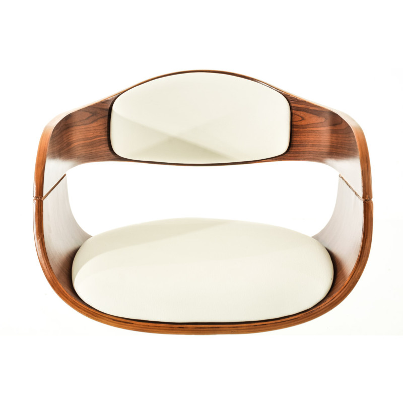 Lot de 2 tabourets de bar Kingston C en simili cuir noyer/blanc
