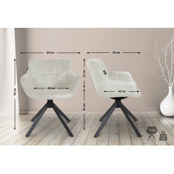 Chaise en velours Westport crème