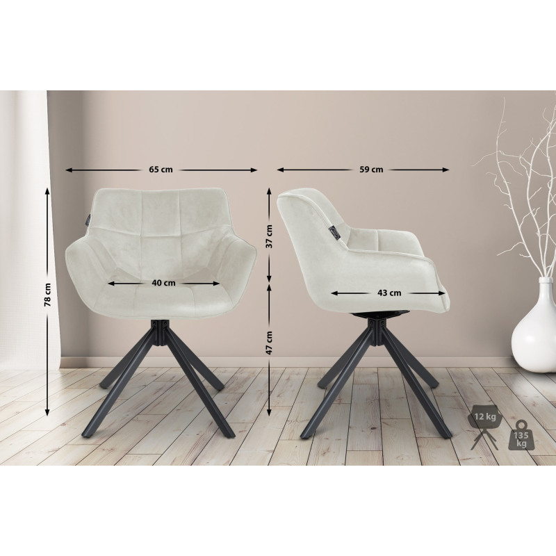 Chaise en velours Westport crème