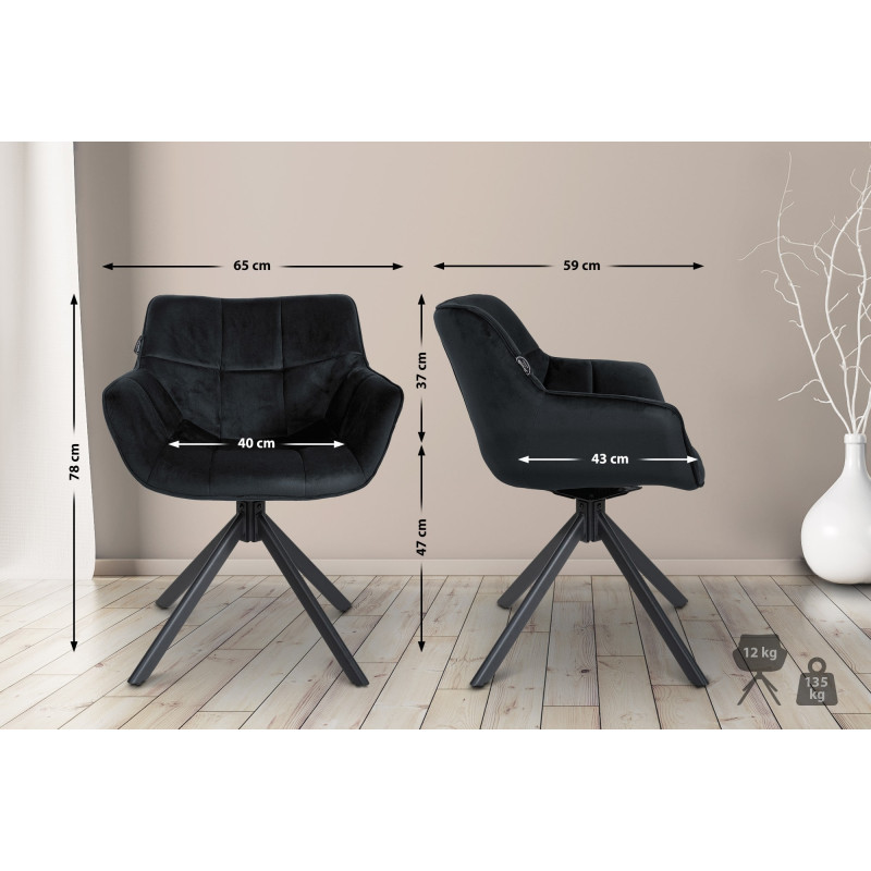 Chaise en velours Westport noir