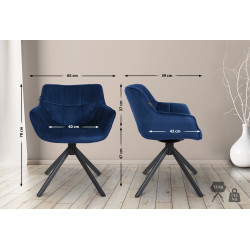 Chaise en velours Westport bleu