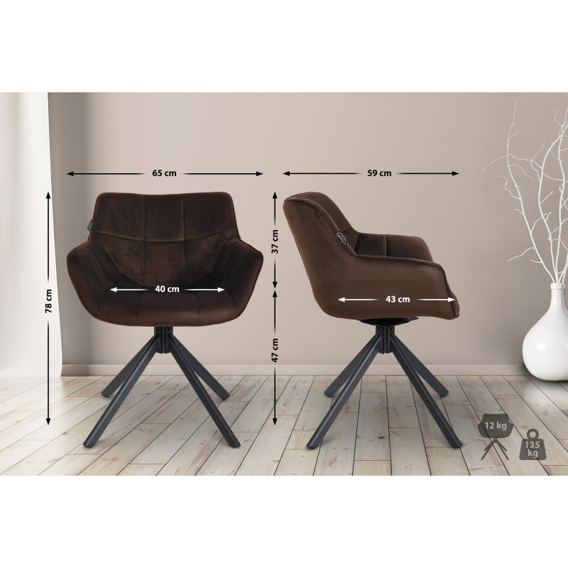 Chaise en velours Westport brun