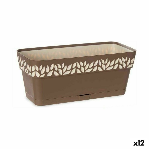 Jardinière auto-arrosante Stefanplast Cloe Marron Plastique 13,3 x 12,3 x 29,3 cm (12 Unités)