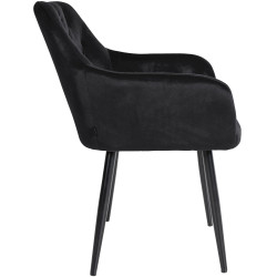 Chaise de salle à manger en velours Stanley noir