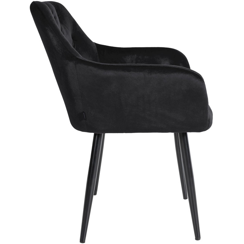 Chaise de salle à manger en velours Stanley noir