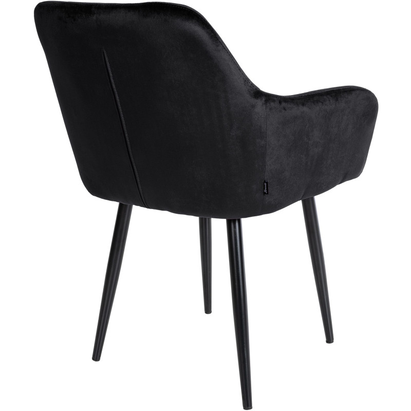 Chaise de salle à manger en velours Stanley noir