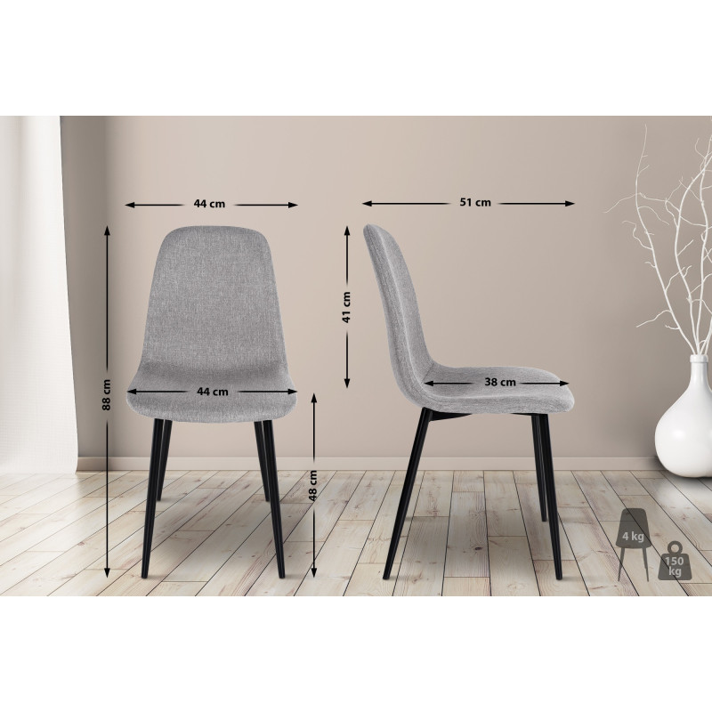 Chaise de salle à manger en tissu Napier gris clair