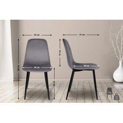 Chaise de salle à manger en velours Napier gris foncé