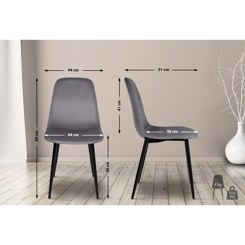 Chaise de salle à manger en velours Napier gris foncé