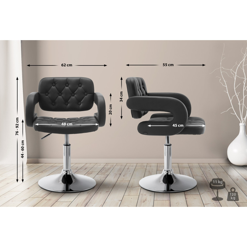 Sedia lounge Dublin in similpelle nero