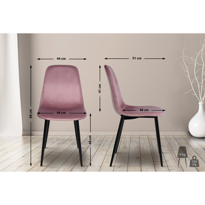 Chaise de salle à manger en velours Napier rose
