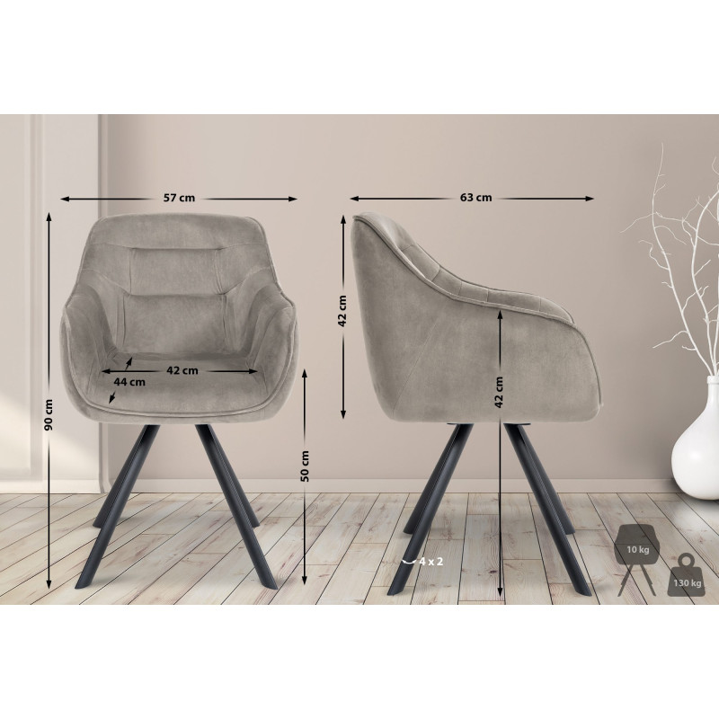 Chaise en velours Russel gris