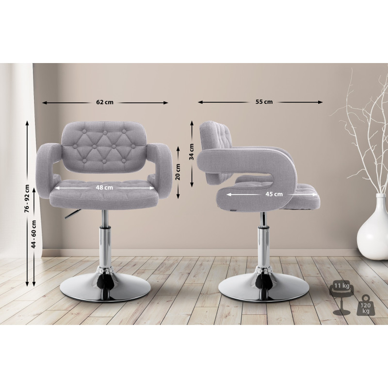 Sedia lounge Dublin in tessuto grigio