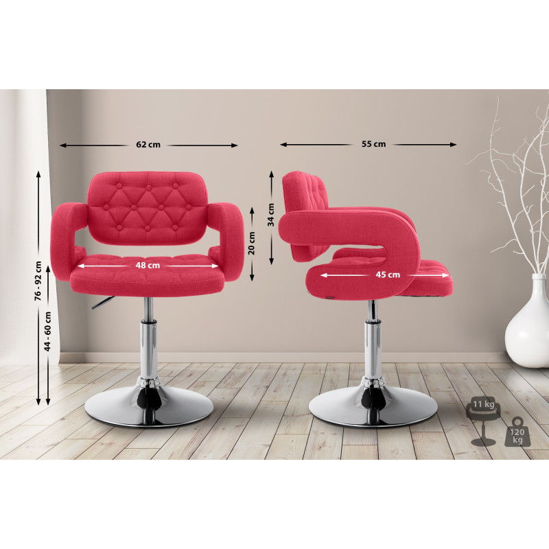 Sedia lounge Dublin in tessuto rosso