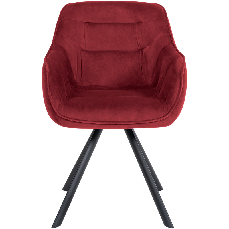 Chaise en velours Russel rouge bordeaux